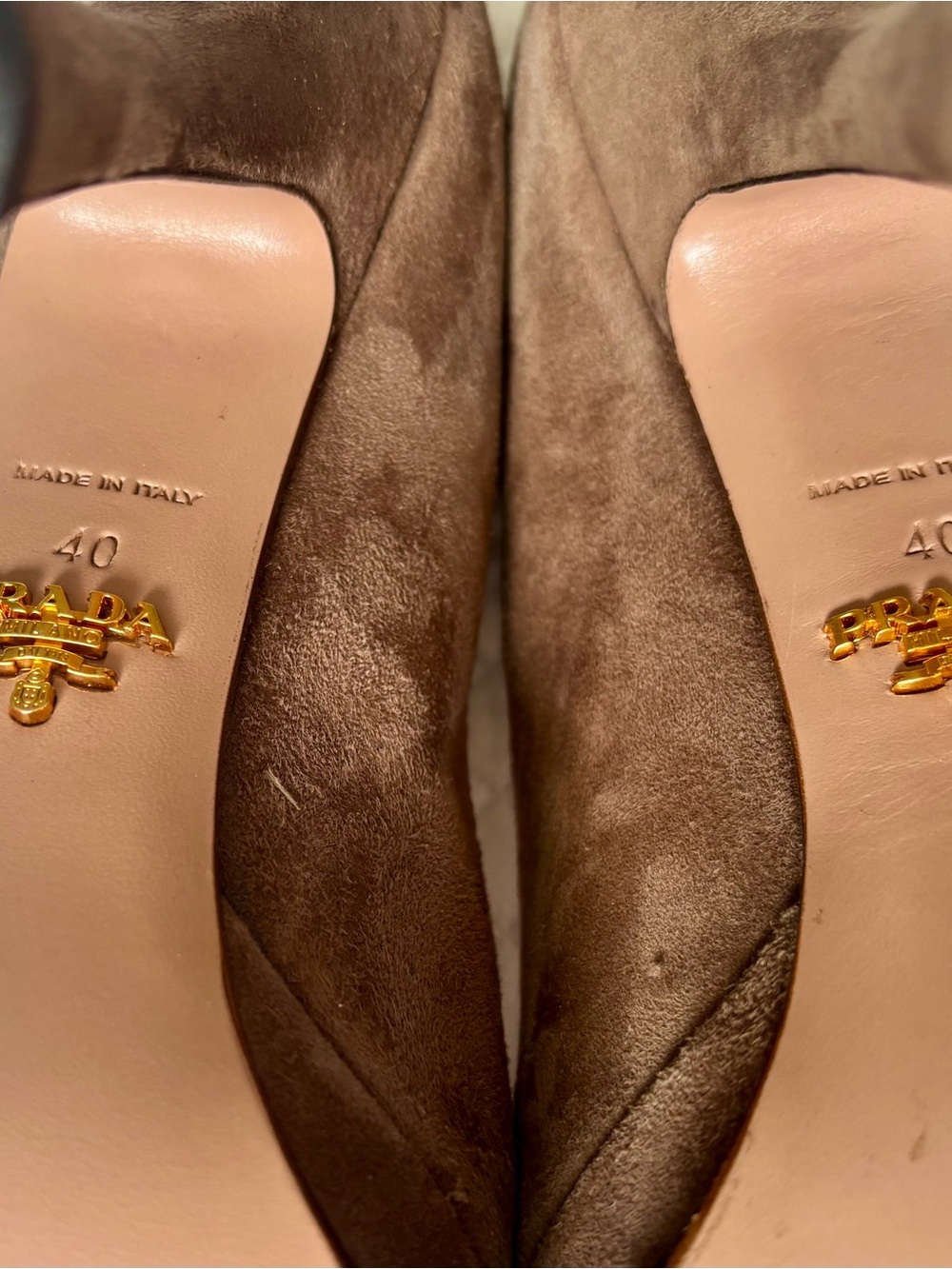 Prada Taupe Suede Mary Jane Platform shoes - Picture 4 of 10